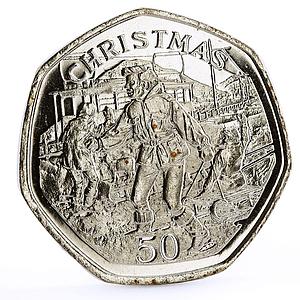 Isle of Man Holidays Saints Christmas Children Sledding CuNi coin 1995