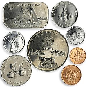 Tonga, set of 8 coins World Food Day Farming Agriculture FAO 1981 - 2011.