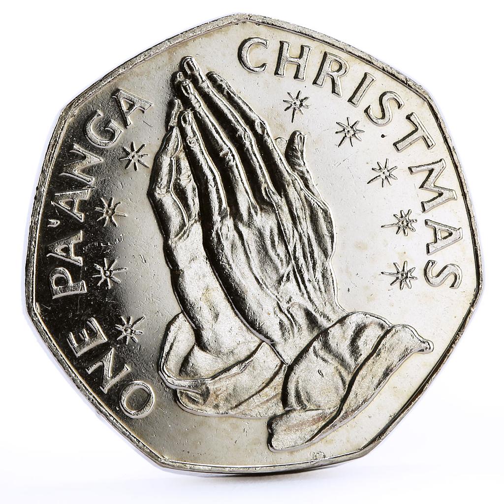 Tonga 1 paanga Holidays Christmas Jesus Was Born Two Hands CuNi coin 1982