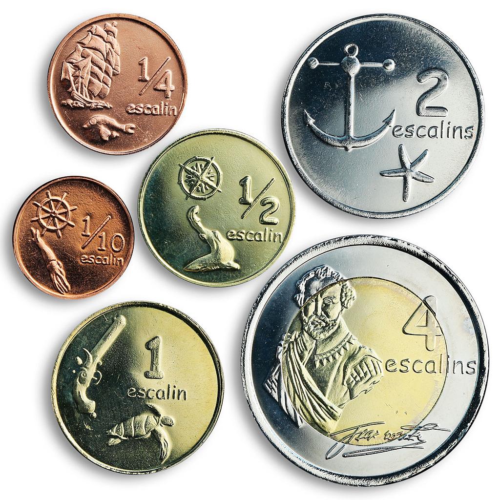 Tortuga set of 6 coins Fauna Sea Creatures 2012