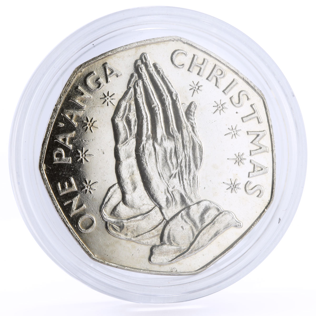 Tonga 1 paanga Holidays Christmas Jesus Was Born Two Hands CuNi coin 1982