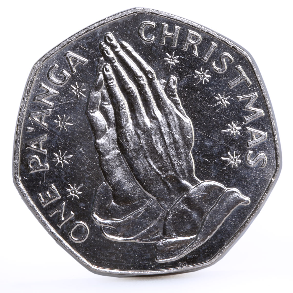 Tonga 1 paanga Holidays Christmas Jesus Was Born Two Hands CuNi coin 1982