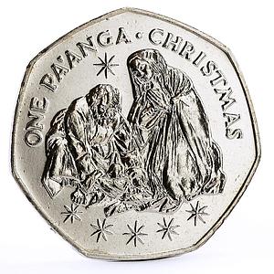 Tonga 1 paanga Holidays Christmas Jesus Was Born Joseph and Mary CuNi coin 1983