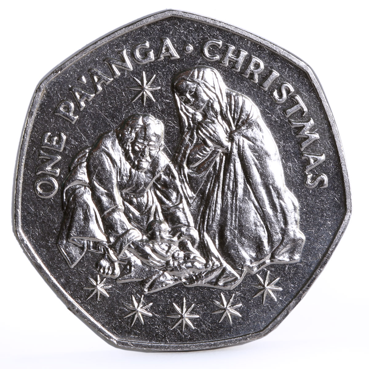 Tonga 1 paanga Holidays Christmas Jesus Was Born Joseph and Mary CuNi coin 1983