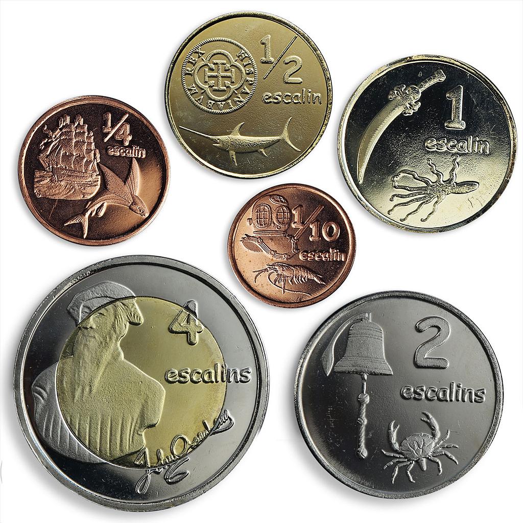 Tortuga set of 6 coins Fauna Sea Creatures 2013