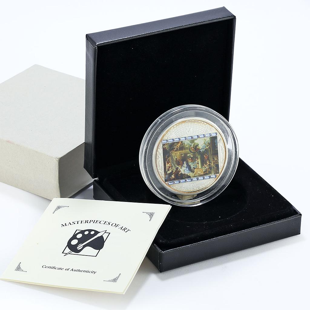 Cook Islands 20 dollars Charles Le Brun Adoration of Shepherds silver coin 2011