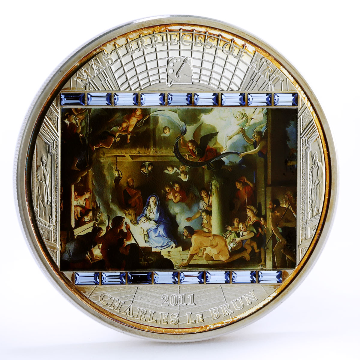 Cook Islands 20 dollars Charles Le Brun Adoration of Shepherds silver coin 2011