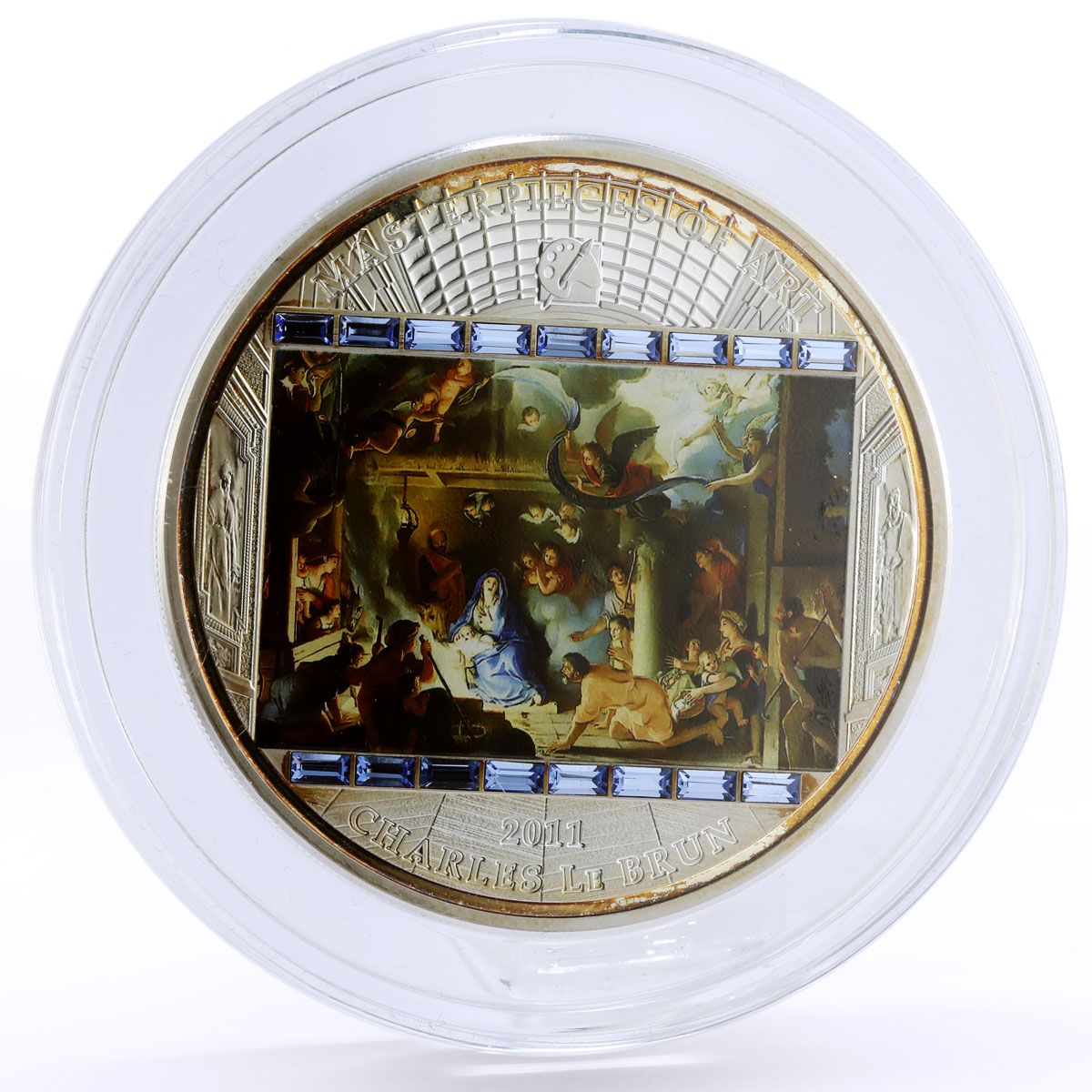 Cook Islands 20 dollars Charles Le Brun Adoration of Shepherds silver coin 2011