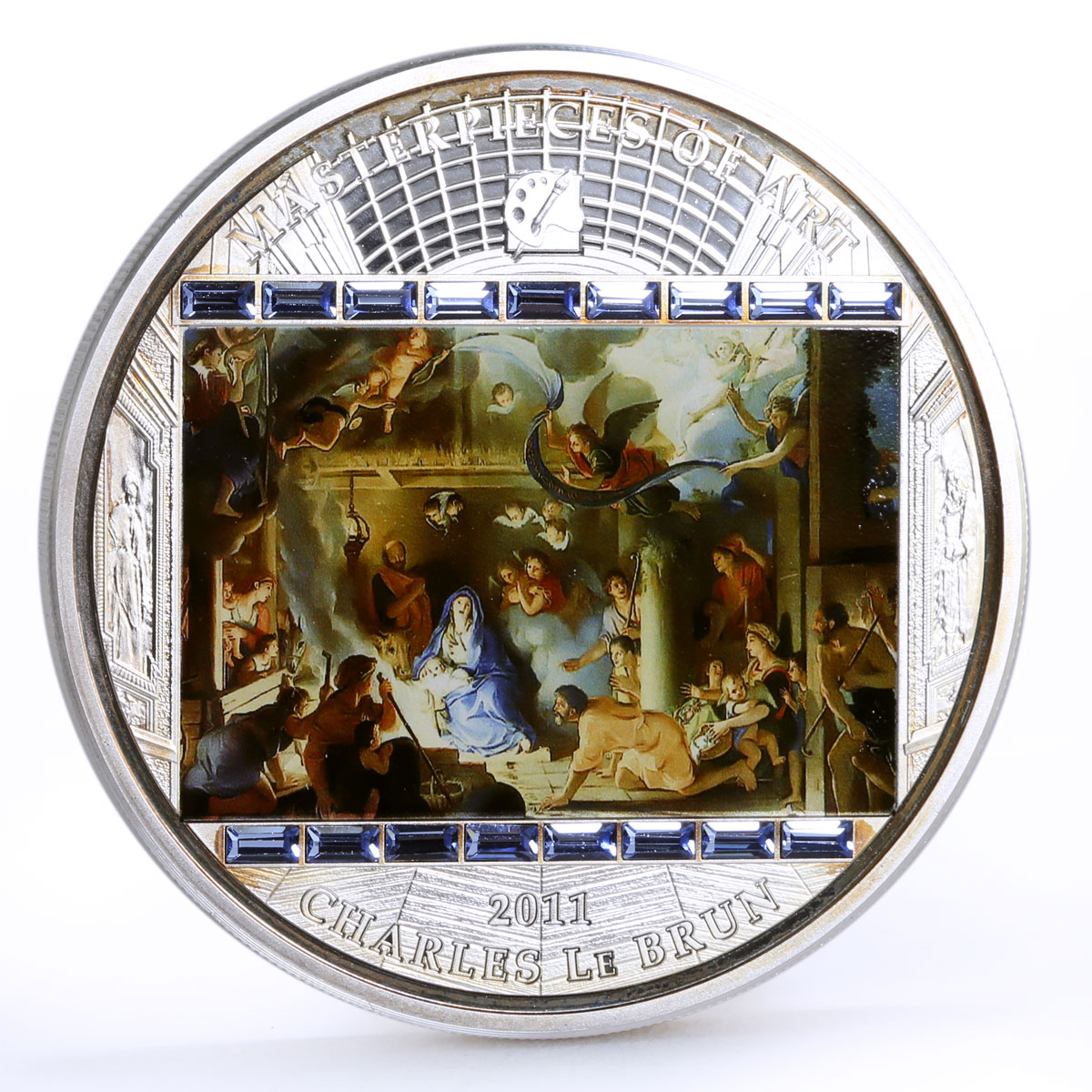 Cook Islands 20 dollars Charles Le Brun Adoration of Shepherds silver coin 2011