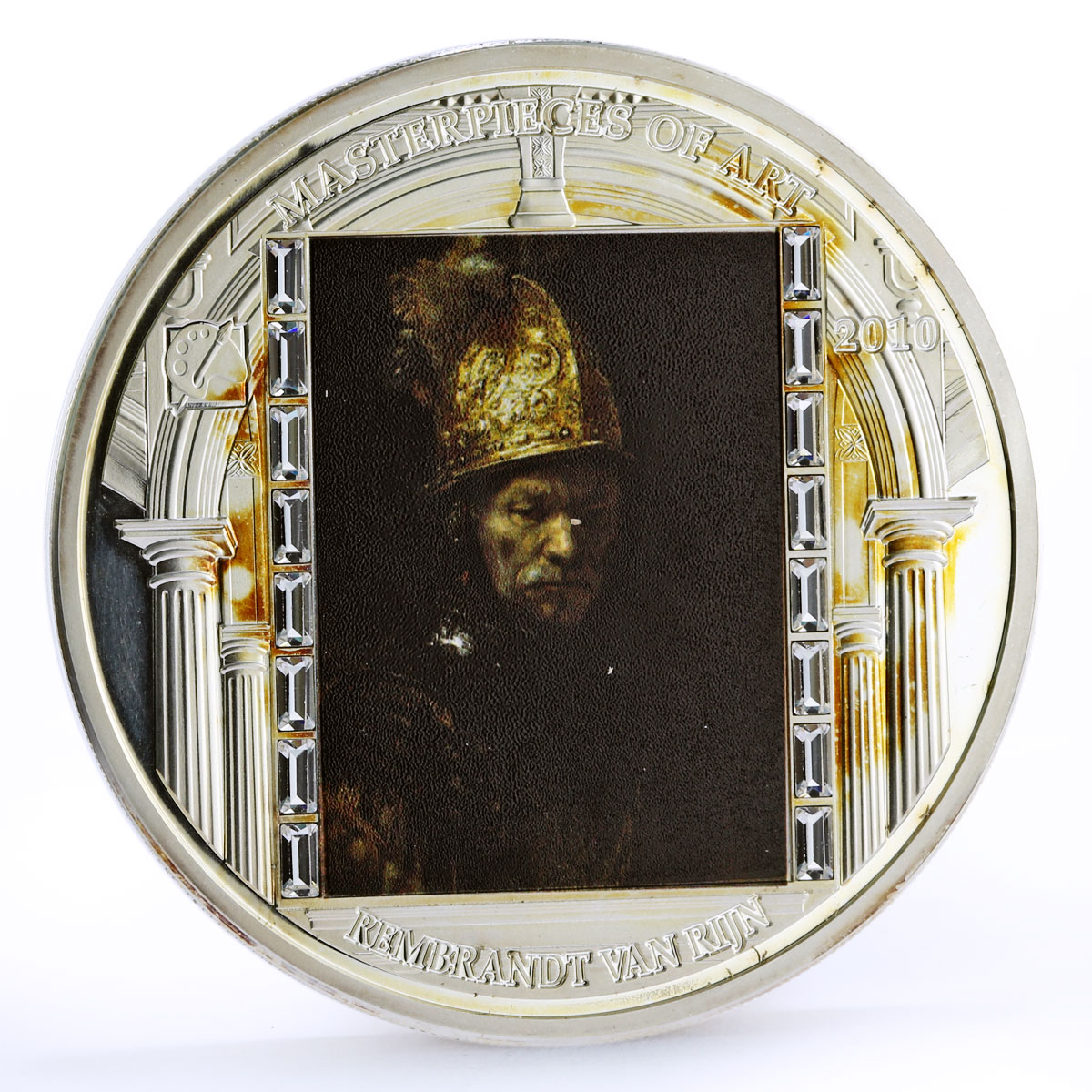 Cook Islands 20 dollars Rembrandt Art Man in a Golden Helmet silver coin 2010