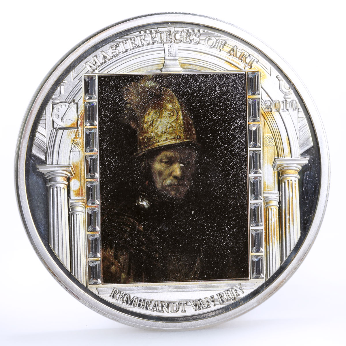 Cook Islands 20 dollars Rembrandt Art Man in a Golden Helmet silver coin 2010