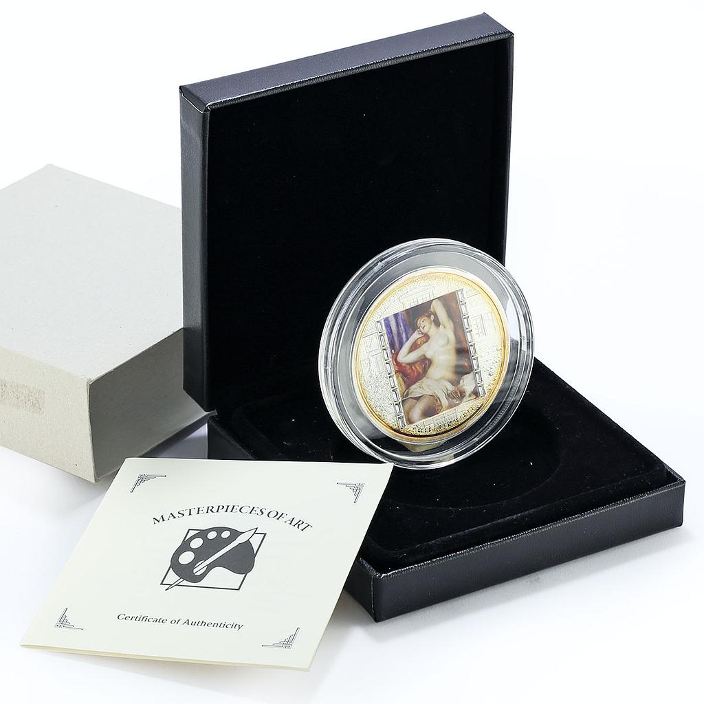 Cook Islands 20 dollars Renoir Art The Sleeping Bather colored silver coin 2012