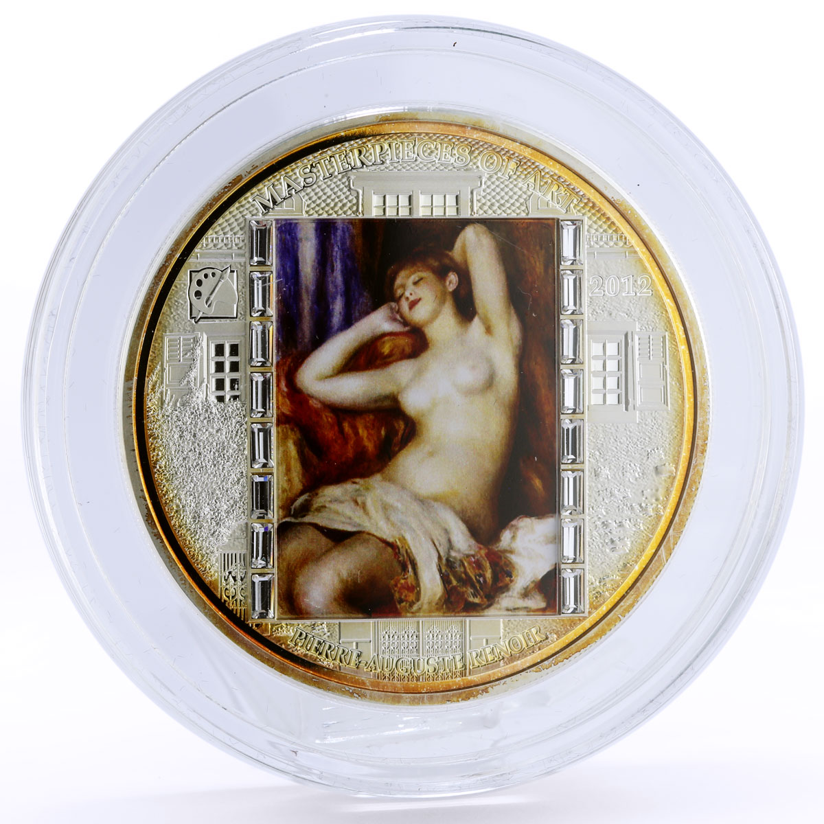 Cook Islands 20 dollars Renoir Art The Sleeping Bather colored silver coin 2012