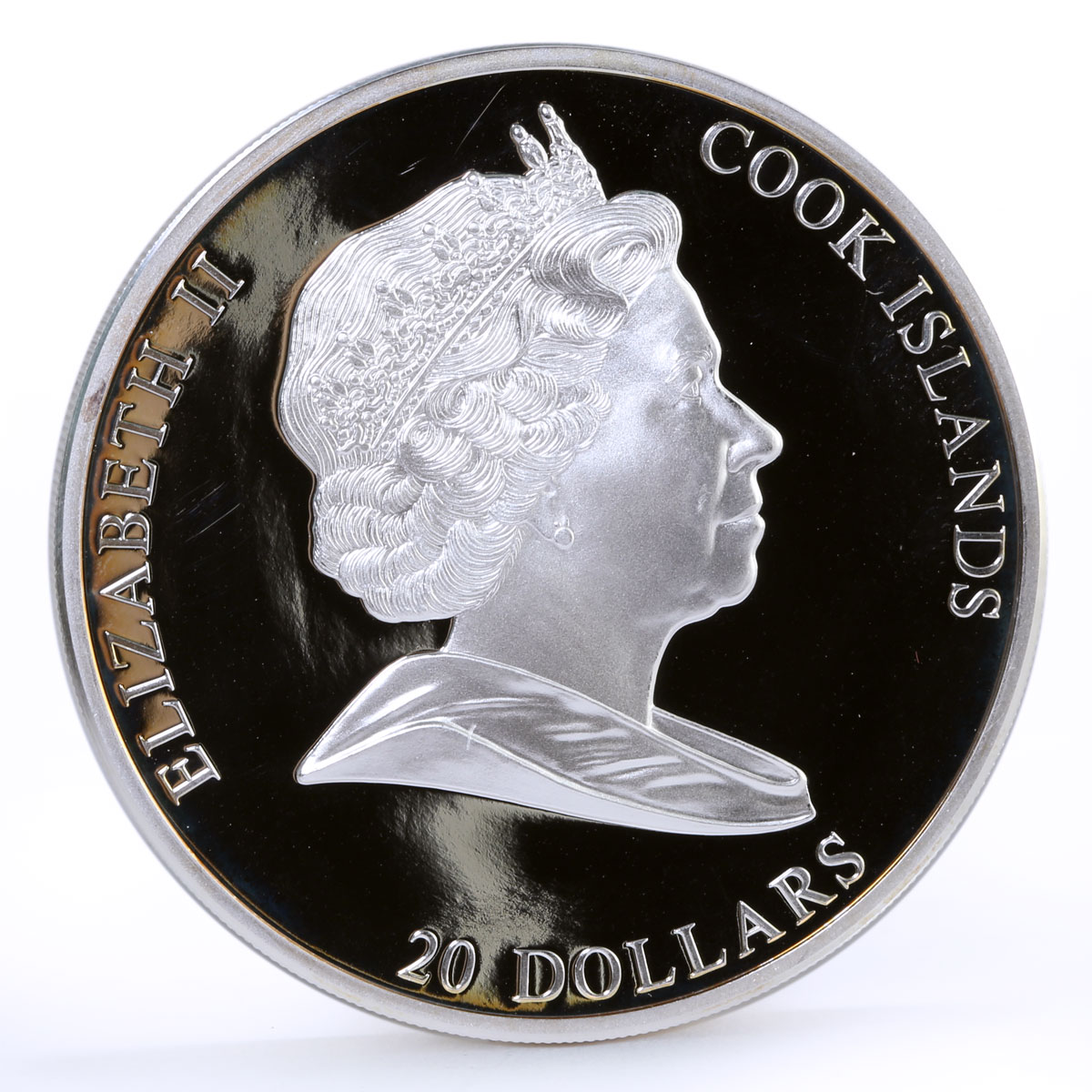 Cook Islands 20 dollars Carl Spitzweg Art Poor Poet colored silver coin 2009
