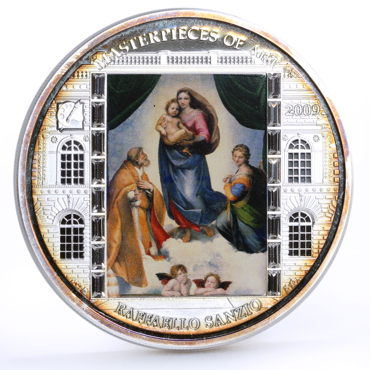 Cook Islands 20 dollars Raphael Art Sistine Madonna colored silver coin 2009