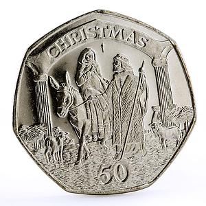 Gibraltar 50 pence Holidays Saints Christmas Jesus Christ CuNi coin 2003