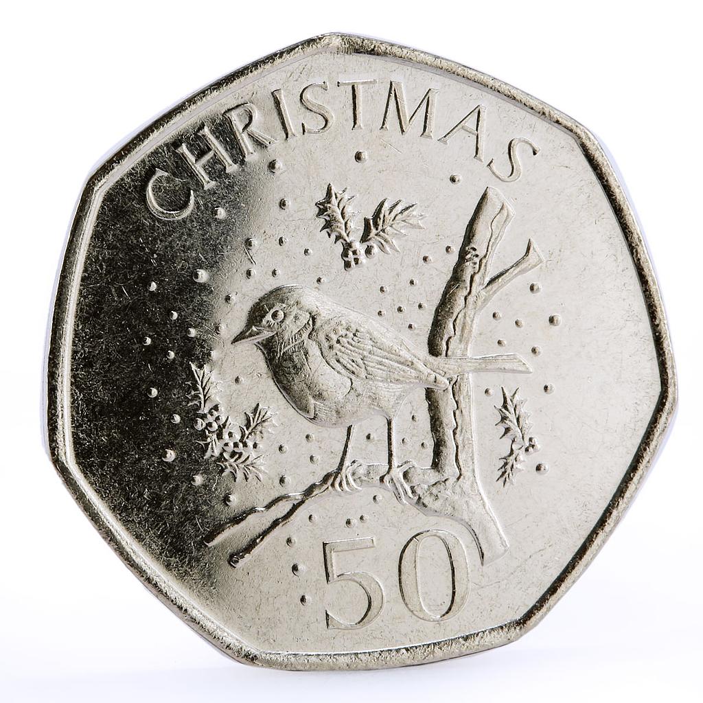 Gibraltar 50 pence Holidays Saints Christmas Bird proof CuNi coin 2009