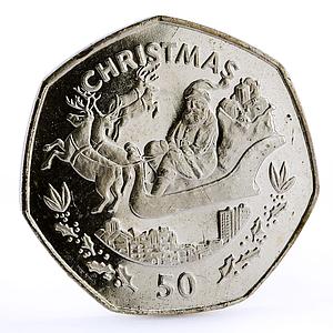 Gibraltar 50 pence Holidays Saints Christmas Santa Claus CuNi coin 1997