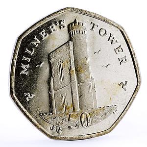Isle of Man 50 pence Milners Tower View Architecture CuNi coin 2004