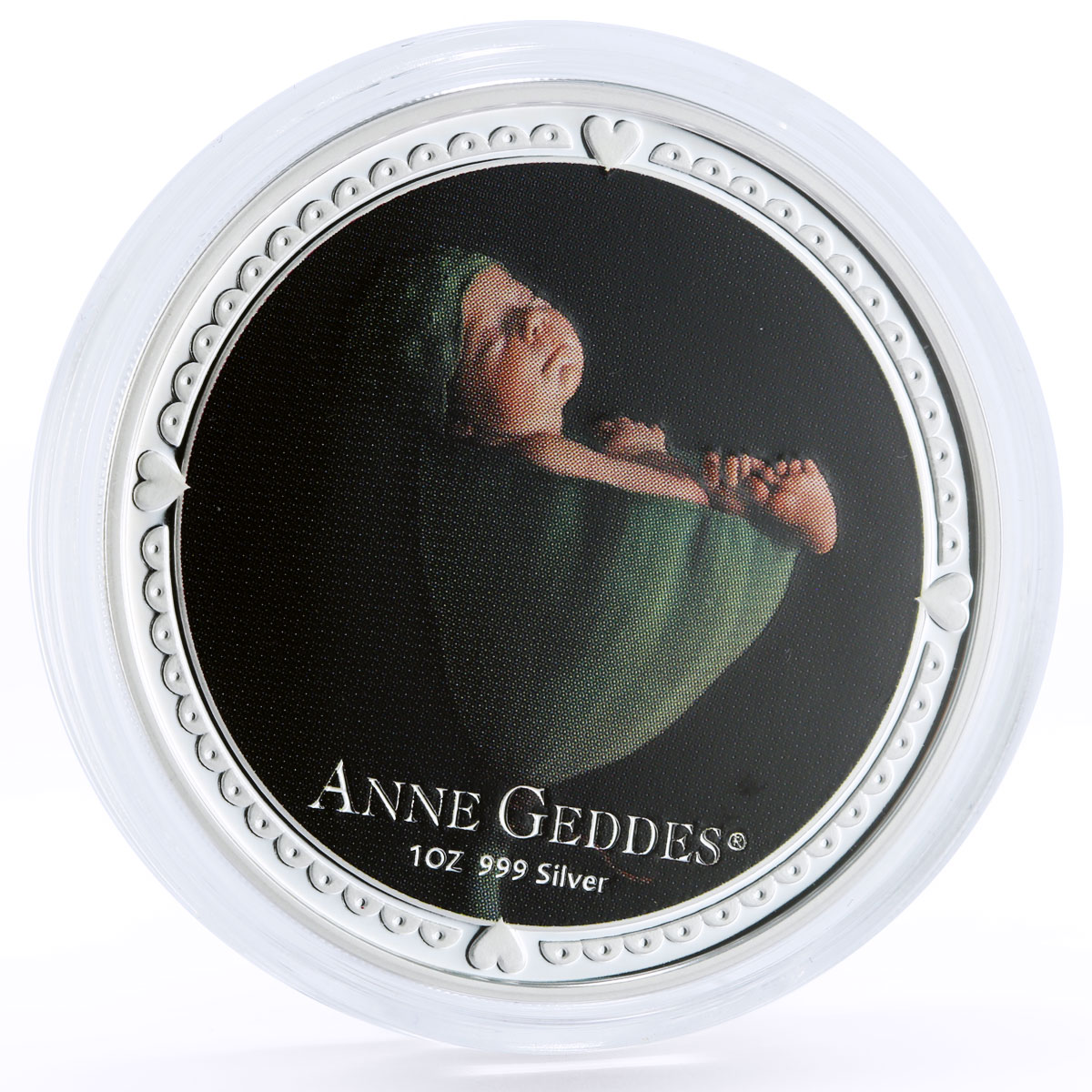 Niue 2 dollars Anne Geddes Art Baby Boy Lotus colored silver coin 2012