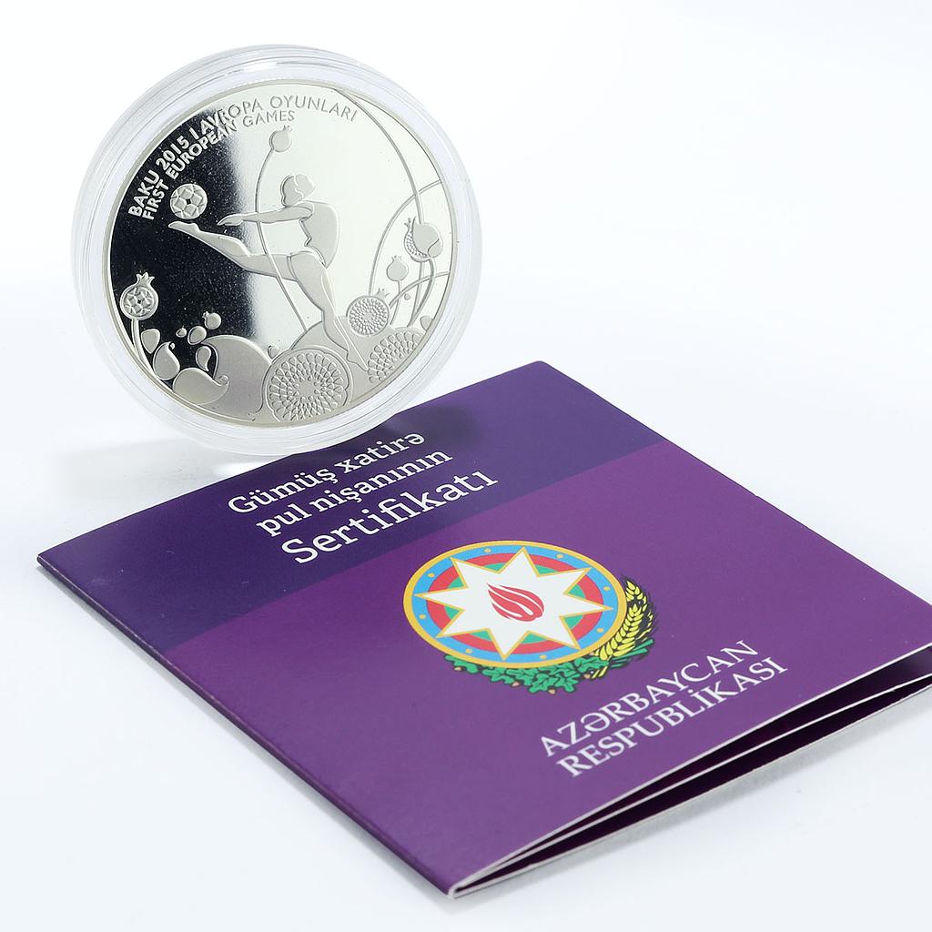 Azerbaijan 5 manat European Games in Baku Artistic Gymnastics silver coin 2015