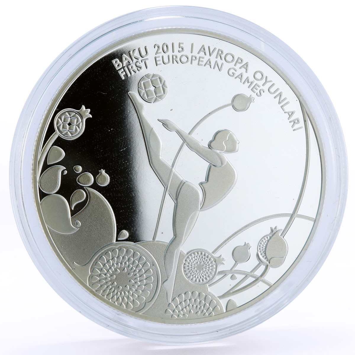 Azerbaijan 5 manat European Games in Baku Artistic Gymnastics silver coin 2015