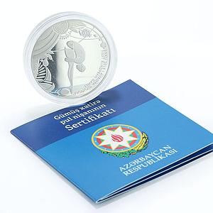 Azerbaijan 5 manat European Games in Baku Diving silver coin 2015
