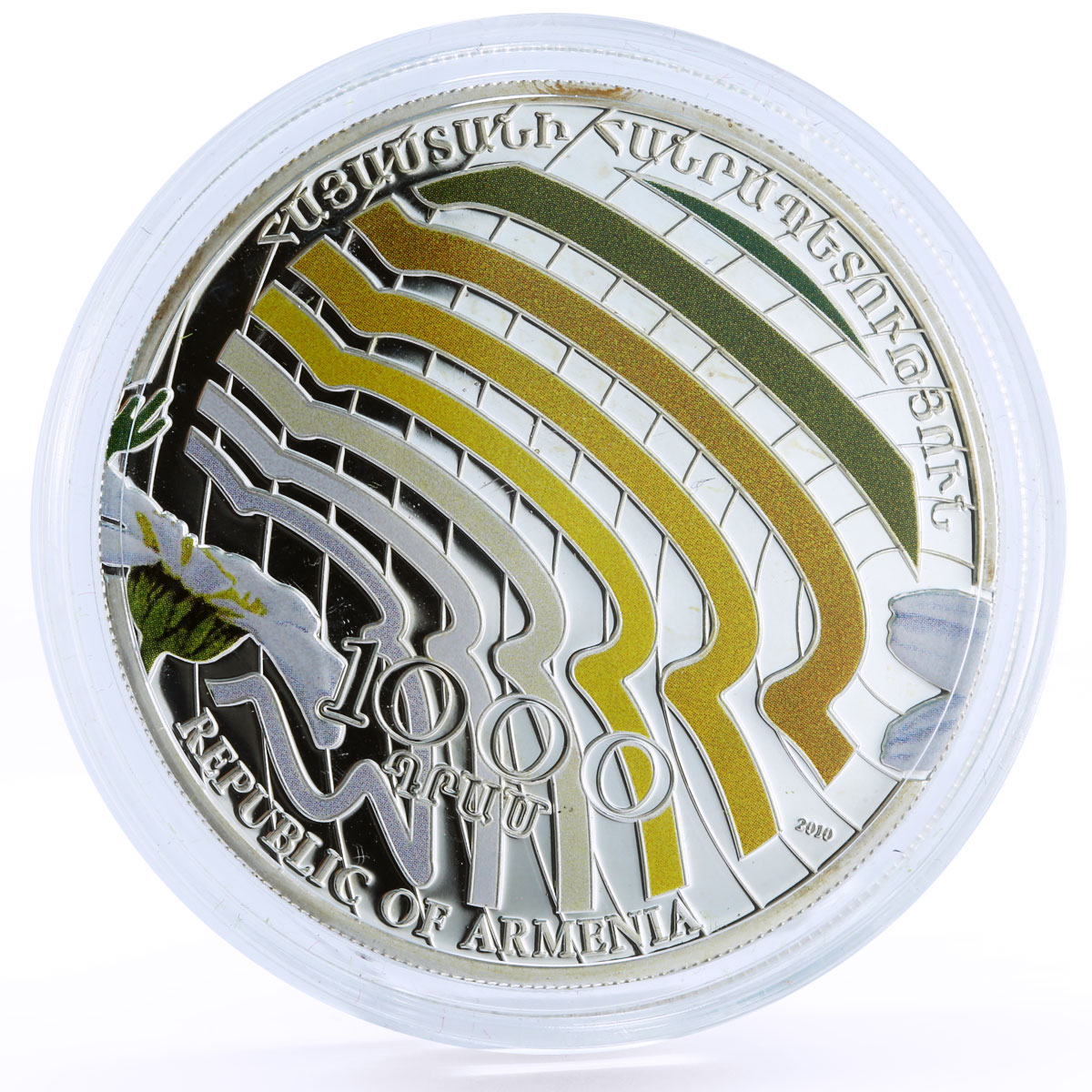 Armenia 1000 dram Beauty of Flowers Chamomile Flora colored silver coin 2010