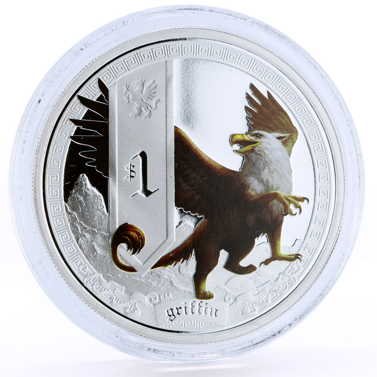 Tuvalu 1 dollar Mythical Creatures series Griffin colored silver coin 2013