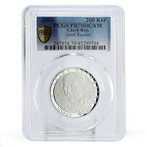 Czech Republic 200 korun Rossler Olympic Ski Union PR70 PCGS silver coin 2003