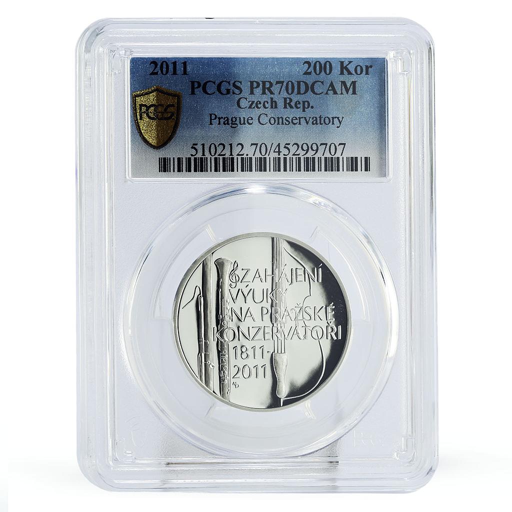 Czech Republic 200 korun Prague Conservatory Music PR70 PCGS silver coin 2011