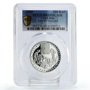 Czech Republic 200 korun People on Vineyard Plantings PR69 PCGS silver coin 2008