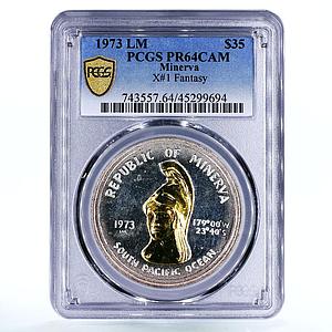 Minerva 35 dollars X1 Fantasy Torch Helmeted Woman PR64 PCGS silver coin 1973