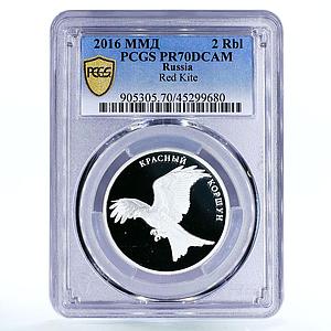 Russia 2 rubles Endangered Wildlife Red Kite Bird PR70 PCGS silver coin 2016