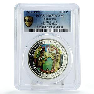 Saharawi 1000 pesetas Marco Polo The Silk Road PR68 PCGS CuNi coin 1997