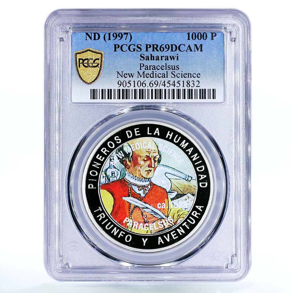 Saharawi 1000 pesetas Medicine Science Paracelsus PR69 PCGS CuNi coin 1997