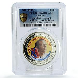 Saharawi 1000 pesetas Heart Transplantation Barnard PR69 PCGS CuNi coin 1997