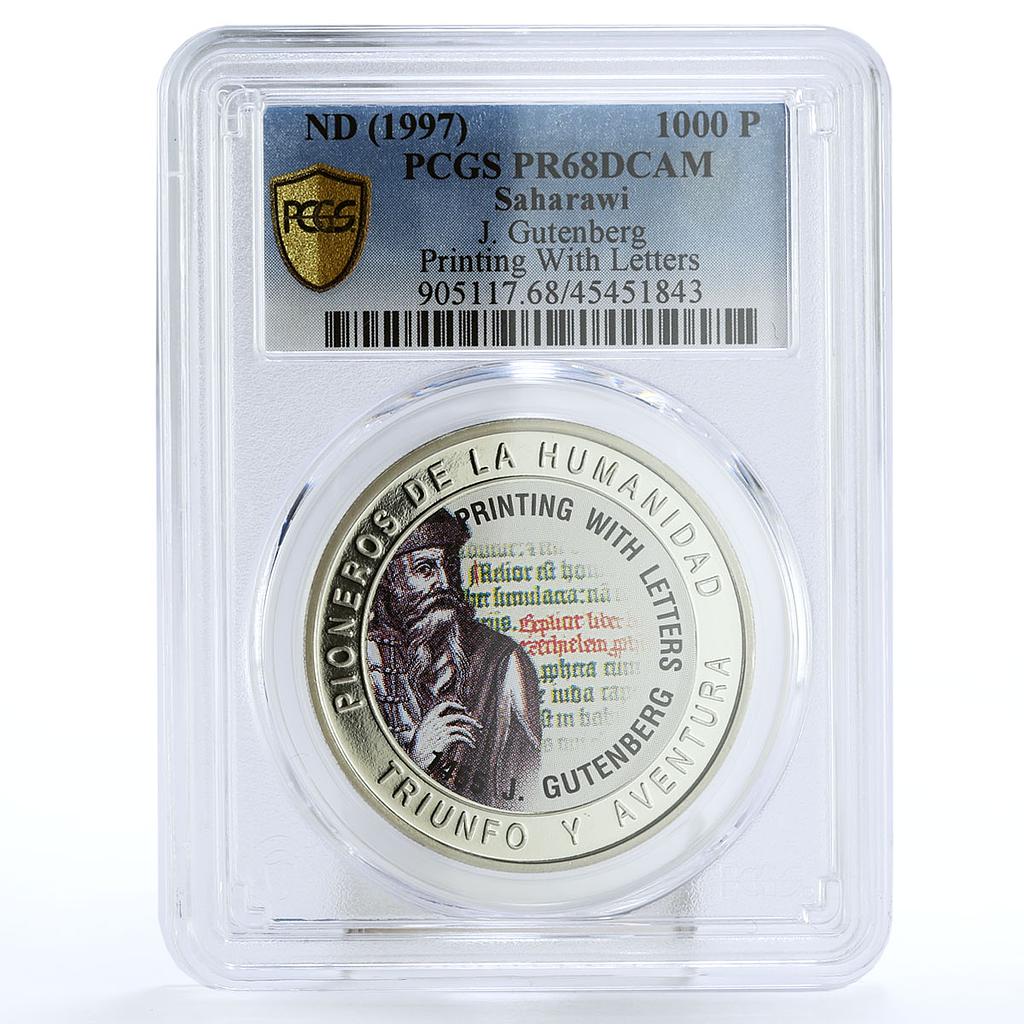 Saharawi 1000 pesetas Printing With Letters Gutenberg PR68 PCGS CuNi coin 1997
