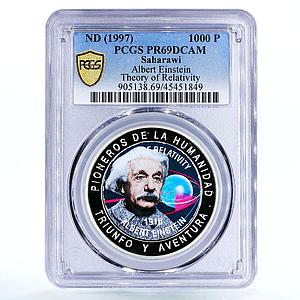 Saharawi 1000 pesetas Theory of Relativity Einstein PR69 PCGS CuNi coin 1997