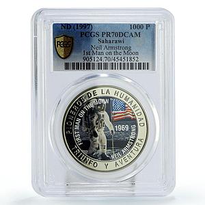 Saharawi 1000 pesetas 1st Man on Moon Neil Armstrong PR70 PCGS CuNi coin 1997