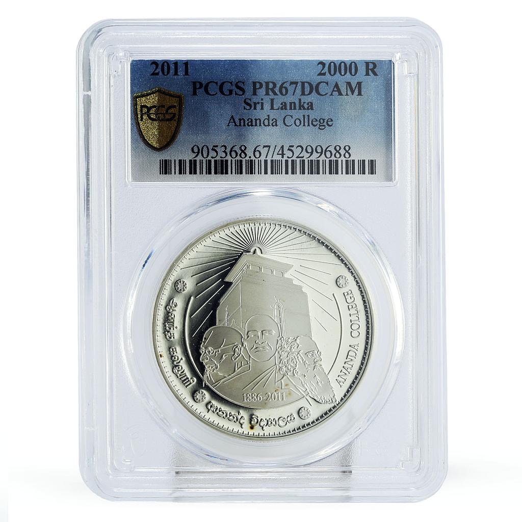 Sri Lanka 2000 rupees Anniversary of Ananda College PR67 PCGS silver coin 2011