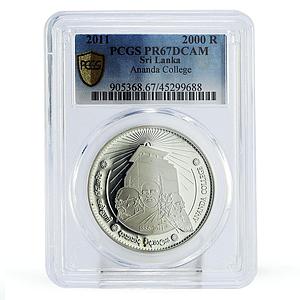 Sri Lanka 2000 rupees Anniversary of Ananda College PR67 PCGS silver coin 2011