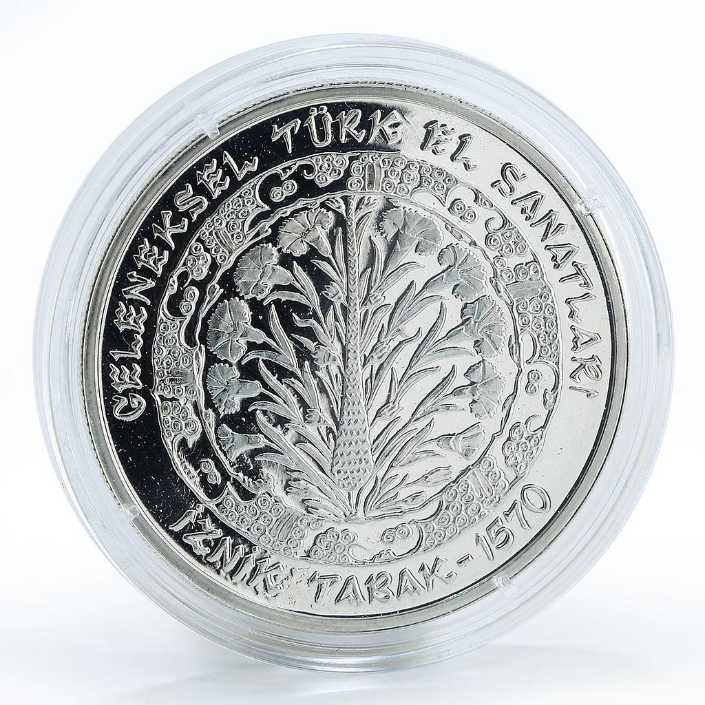 Turkey 7 500 000 lira Turkish Crafts Handmade silver proof coin 2001