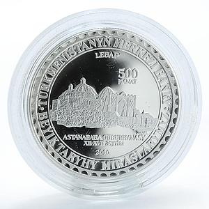 Turkmenistan 500 manat Astanbaba Mausoleum Lebap silver coin 2000