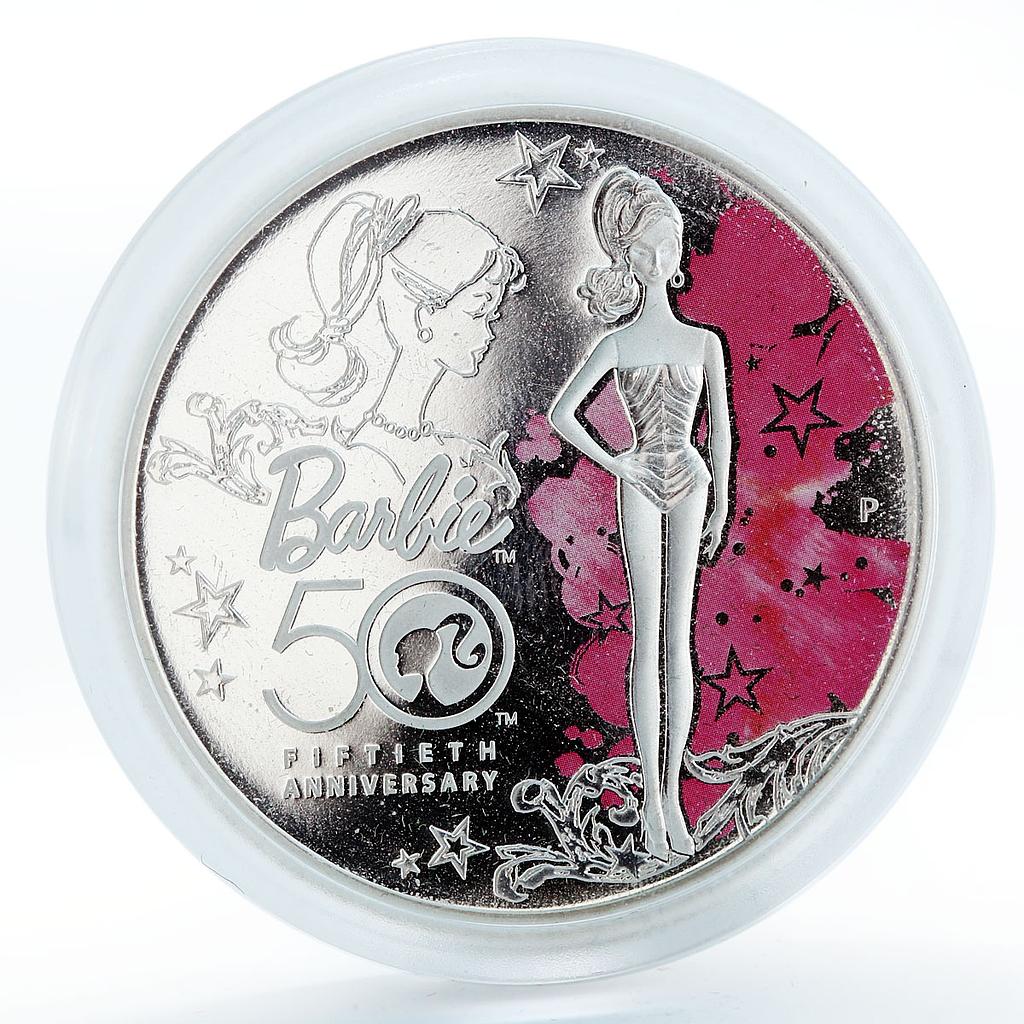 Tuvalu 1 dollar 50th Anniversary of Barbie silver coin 2009