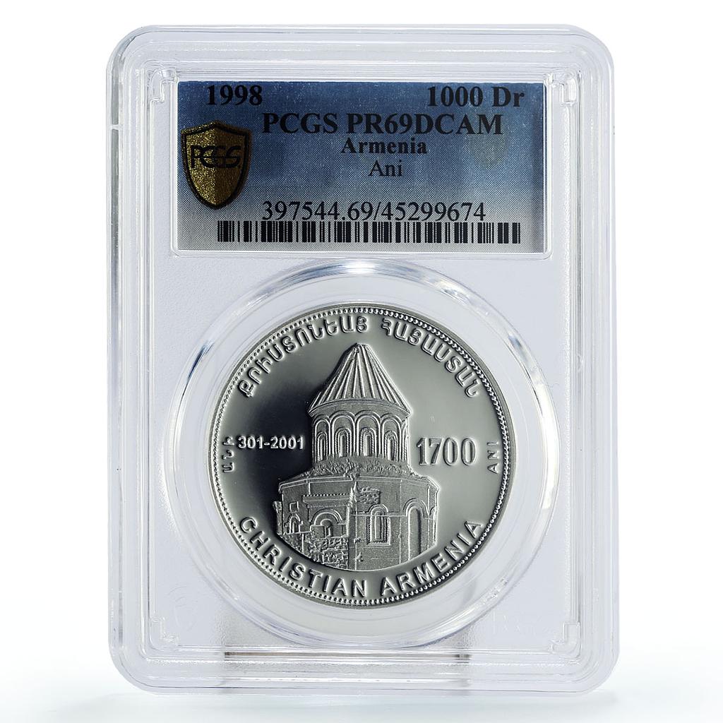 Armenia 1000 dram Ani Church Tower Cathedral PR69 PCGS silver coin 1998