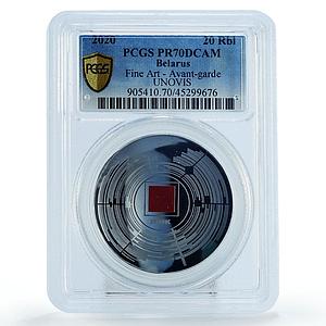 Belarus 20 rubles UNOVIS Avant-Garde Art PR70 PCGS colored silver coin 2020