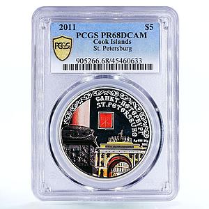 Cook Islands 5 dollars St Petersburg City Monuments PR68 PCGS silver coin 2011