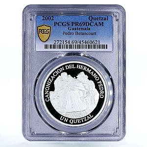 Guatemala 1 quetzal Holy Brother Pedro Betancourt PR69 PCGS silver coin 2002