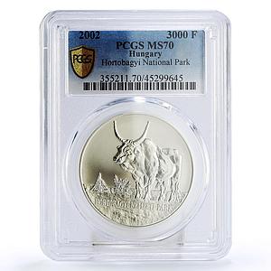 Hungary 3000 forint Hortobagyi National Park Cattle MS70 PCGS silver coin 2002